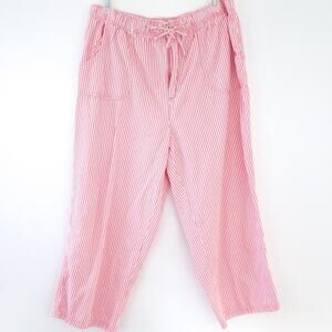 Baxter & Wells Capri Pants Size 12 Stripe Cotton, Natural Fabric, Summer Pants